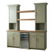 Modern Farmhouse Green Solid Wood Wine Cabinet with Fridge | M-EF&WB
