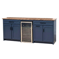 Modern Farmhouse Blue Solid Wood Wine Cabinet with Fridge | M-HN&WB