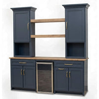Modern Farmhouse Blue Solid Wood Wine Cabinet with Fridge | M-HN&WB