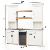 Modern Farmhouse Green Solid Wood Wine Cabinet with Fridge | M-EF&WB