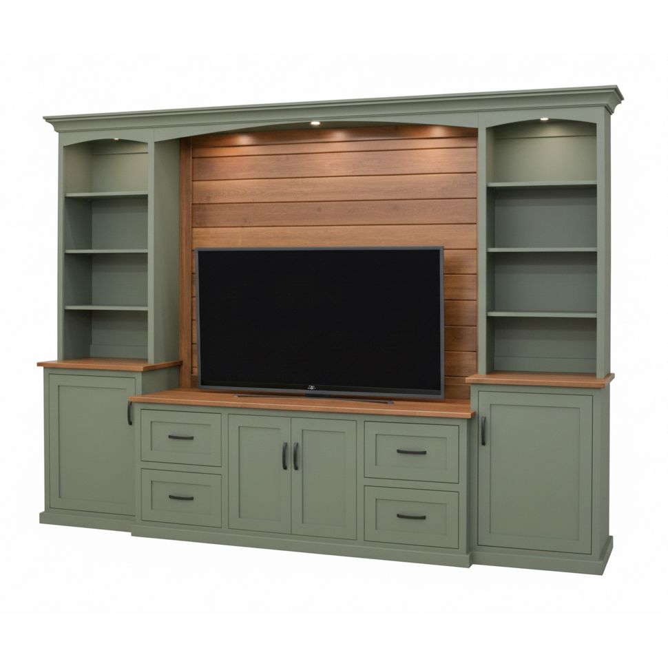 Modern Farmhouse Green Solid Wood Entertainment Center | M-EF&HC
