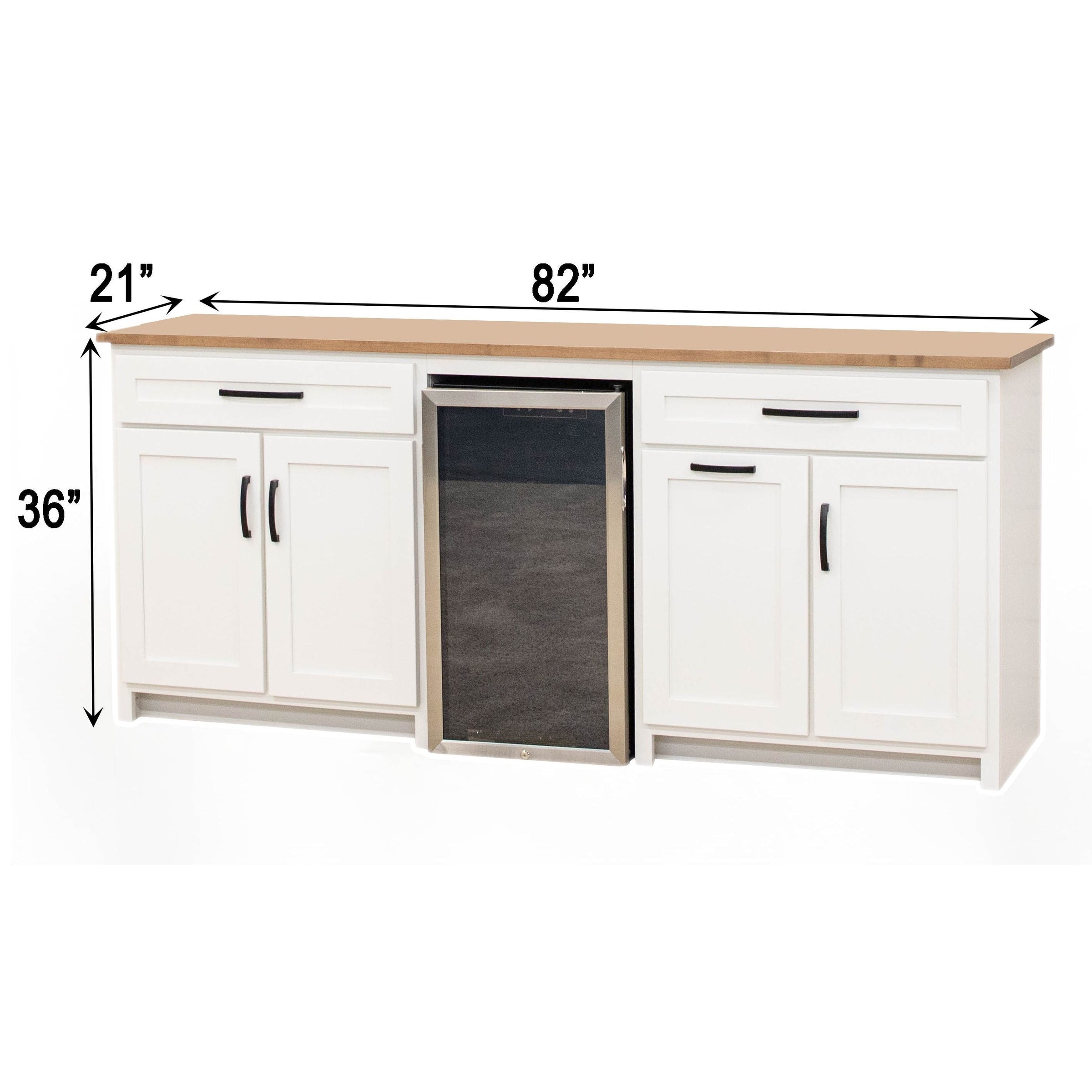 Modern Farmhouse Green Solid Wood Wine Cabinet with Fridge | M-EF&WB