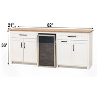 Modern Farmhouse Blue Solid Wood Wine Cabinet with Fridge | M-HN&WB