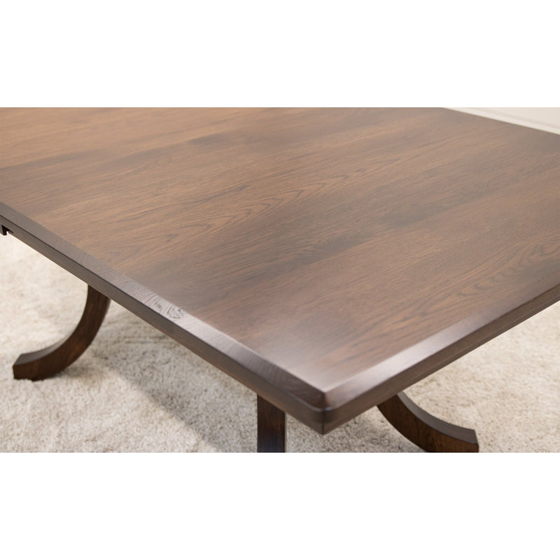 Charleston Double Pedestal Hickory Wood Amish Extending Dining Table | BV