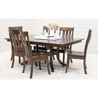 Charleston Double Pedestal Hickory Wood Amish Extending Dining Table | BV