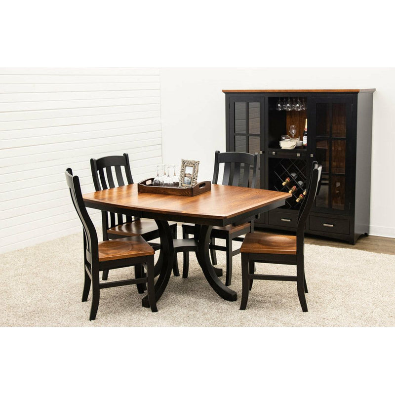 Charleston Single Pedestal Extending Dining Table with Black Pedestal Base | M-EB&E-MC