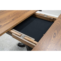 Charleston Round Single Pedestal Black & Wood Extending Dining Table | M-EB&E-MC