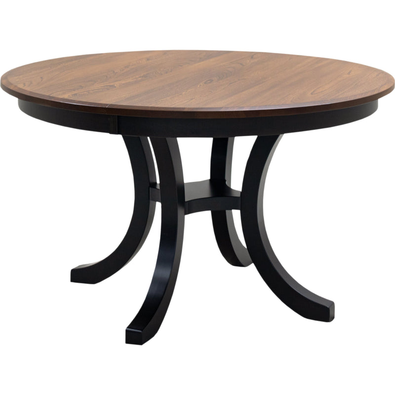 Charleston Round Single Pedestal Black & Wood Extending Dining Table | M-EB&E-MC