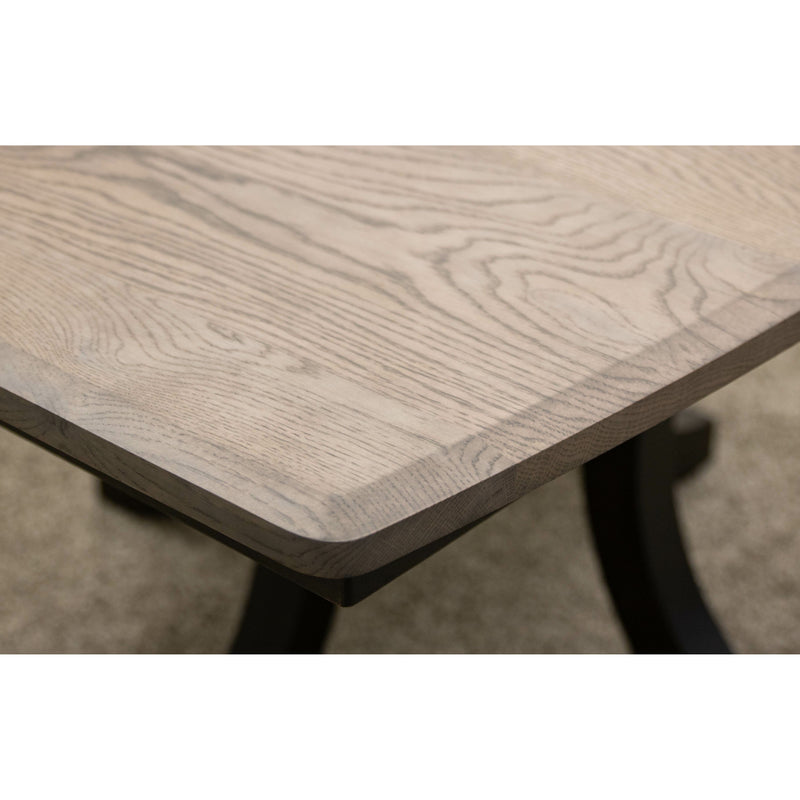 Charleston Single Pedestal Black & Wood Extending Dining Table | M-DK&RWO-GRB