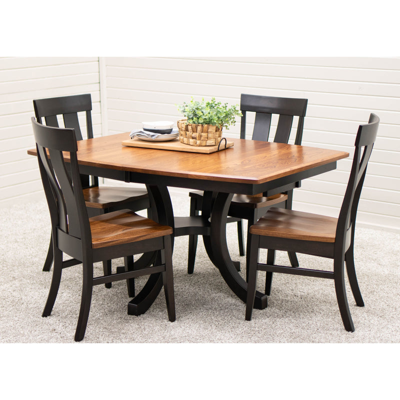 Charleston Single Pedestal Extending Dining Table with Black Pedestal Base | M-EB&E-MC