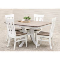 Charleston Single Pedestal White & Wood Extending Dining Table | M-DW&RWO-GRB