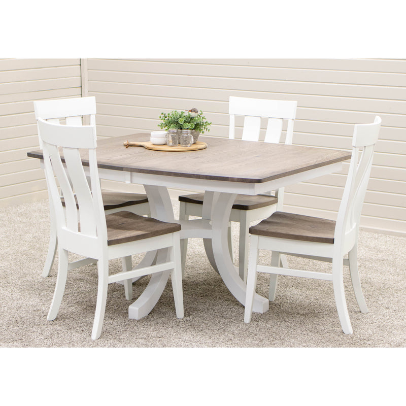 Charleston Single Pedestal White & Wood Extending Dining Table | M-DW&RWO-GRB