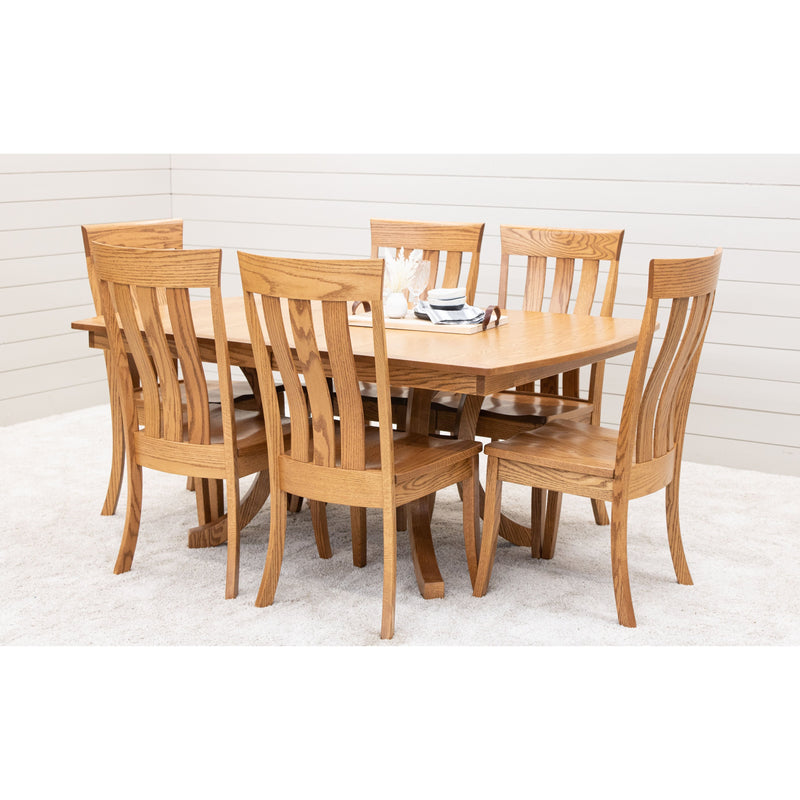 Charleston Double Pedestal Oak Wood Amish Extending Dining Table | FW