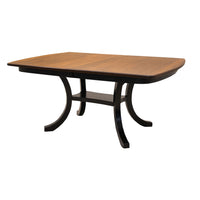 Charleston Double Pedestal Black & Wood Amish Extending Dining Table | M-EB&E-MC