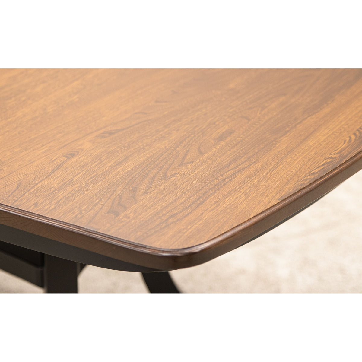 Charleston Double Pedestal Black & Wood Amish Extending Dining Table | M-EB&E-MC