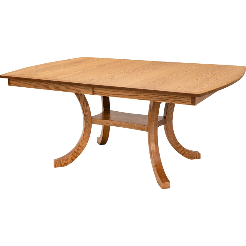Charleston Double Pedestal Oak Wood Amish Extending Dining Table | FW