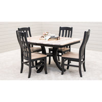 Charleston Single Pedestal Black & Wood Extending Dining Table | M-DK&RH-SW