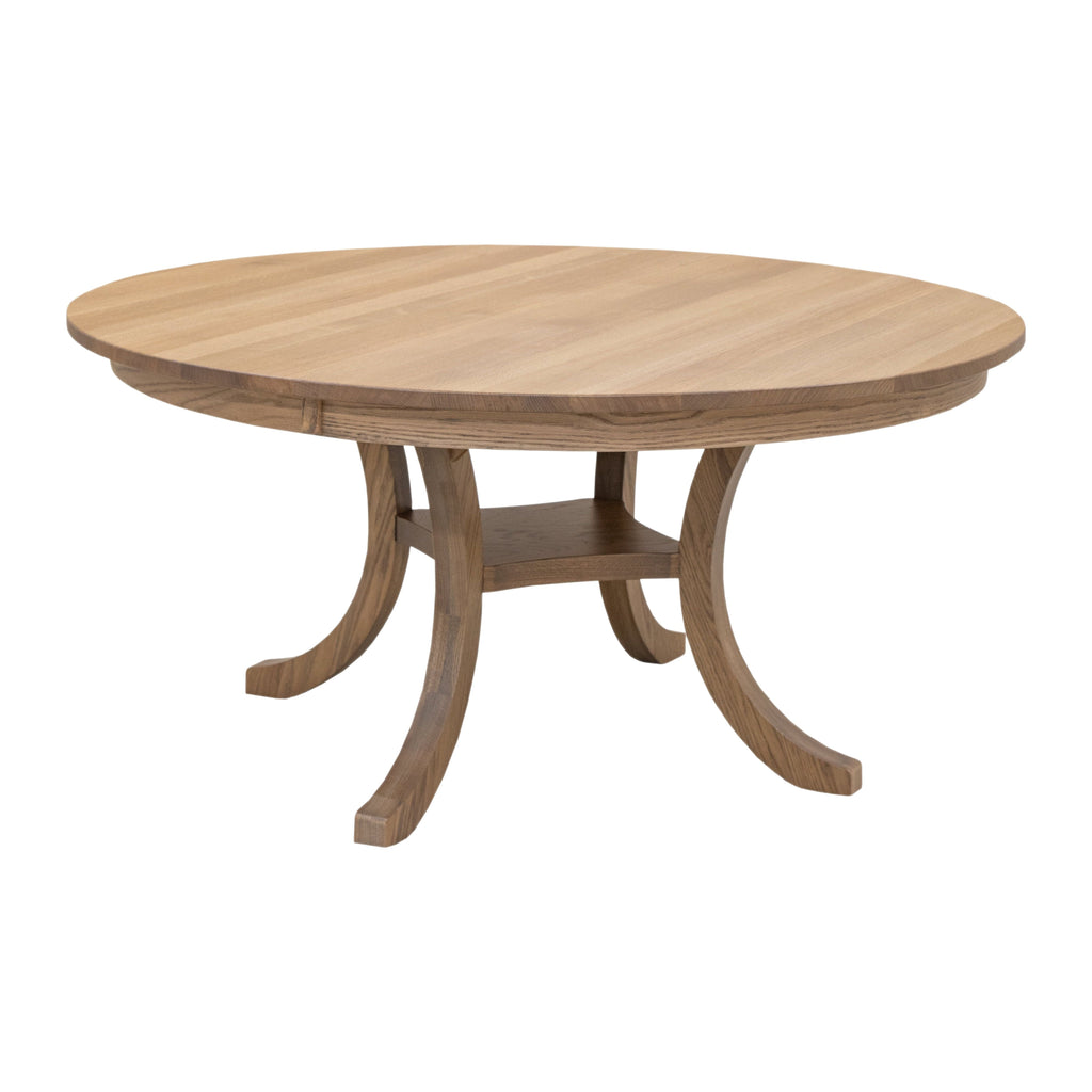 Single Rode On Table Charleston Round Single Pedestal White Oak Wood Extending Dining Table ...