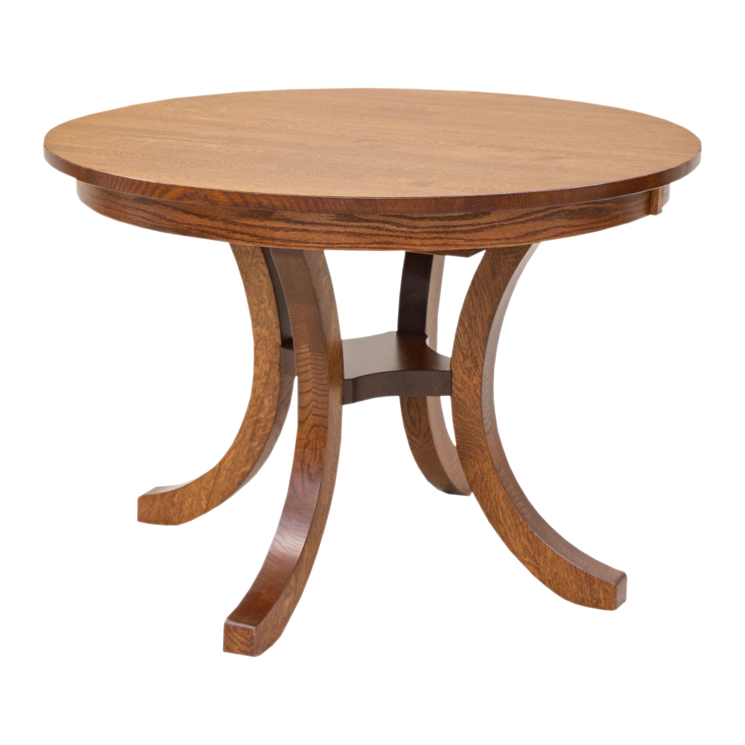 Charleston Round Single Pedestal Quarter Sawn White Oak Wood Extending Dining Table | MC
