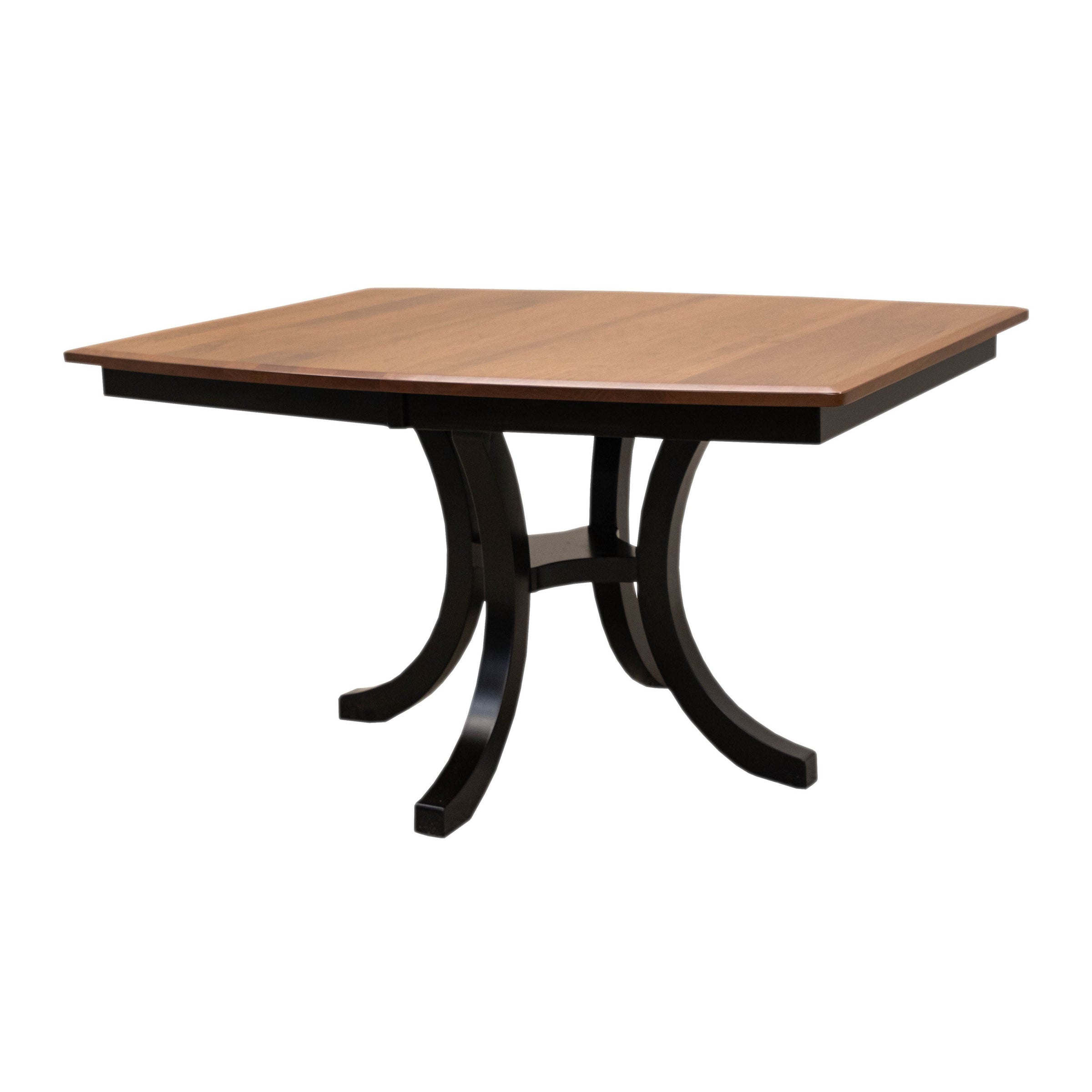 Charleston Single Pedestal Black & Cherry Wood Extending Dining Table | M-EB&CHY-MC