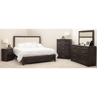 Hunters Amish Wood Bed Frame with Upholstered Headboard