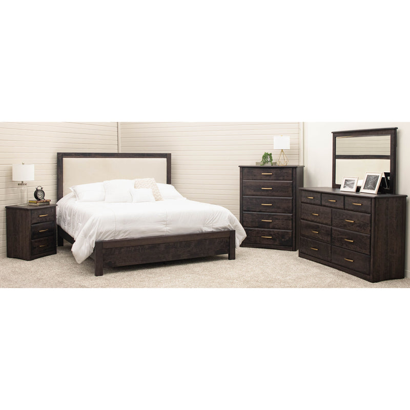 Hunters Amish Wood Bed Frame with Upholstered Headboard