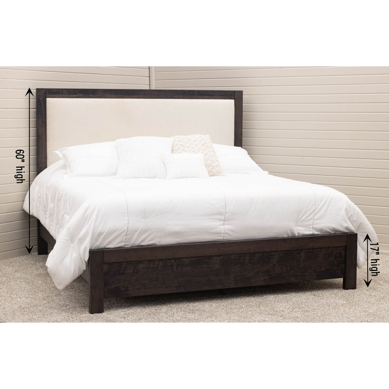 Hunters Amish Wood Bed Frame with Upholstered Headboard
