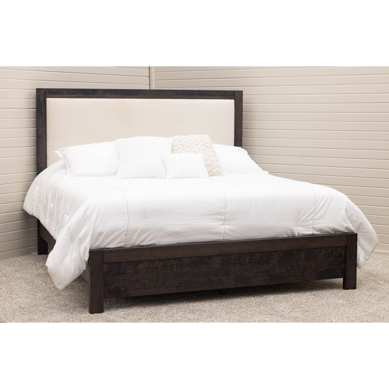 Hunters Amish Wood Bed Frame with Upholstered Headboard