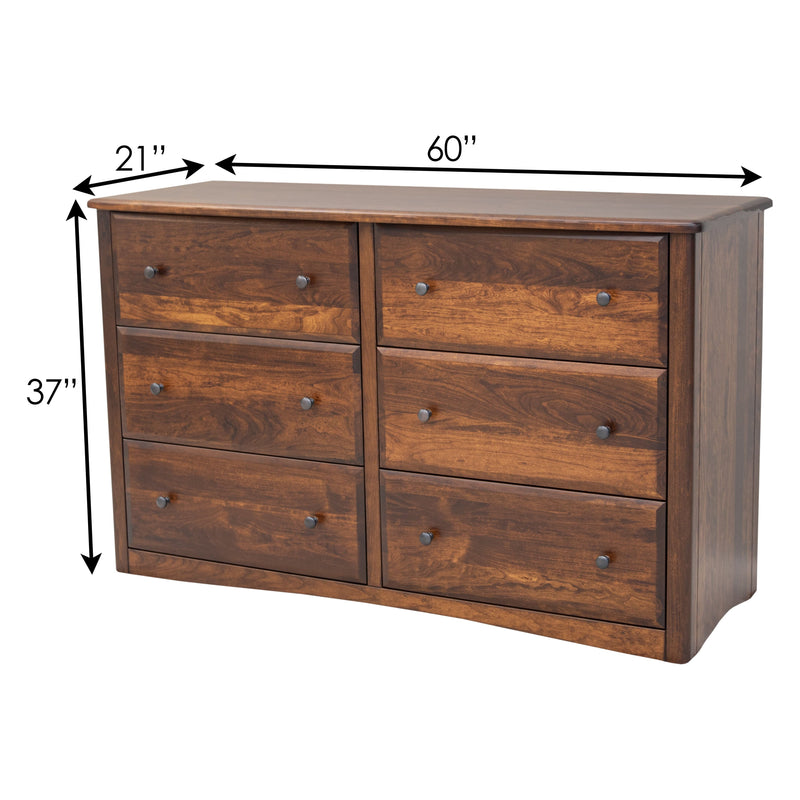 Cameron Amish 6-Drawer Low Dresser