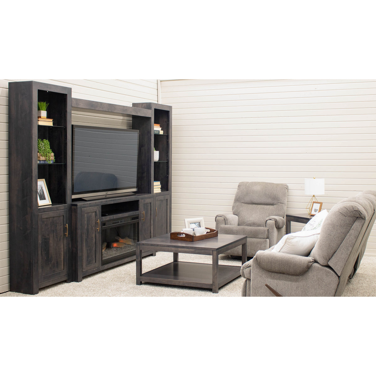 Weston Maple Wood Entertainment Center with Electric Fireplace | SB