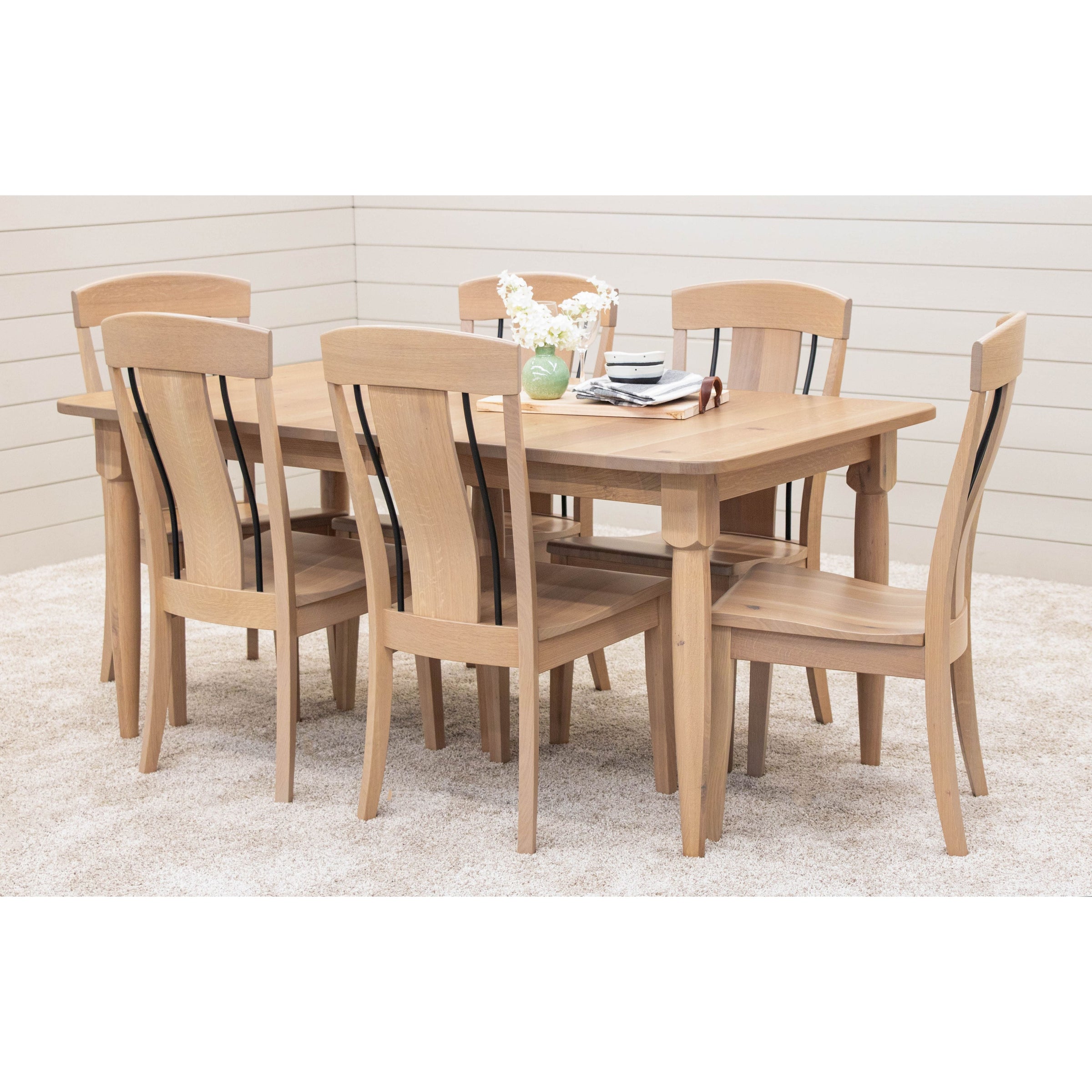 Caitlyn Mid Century Hickory Wood Extending Dining Table | WB
