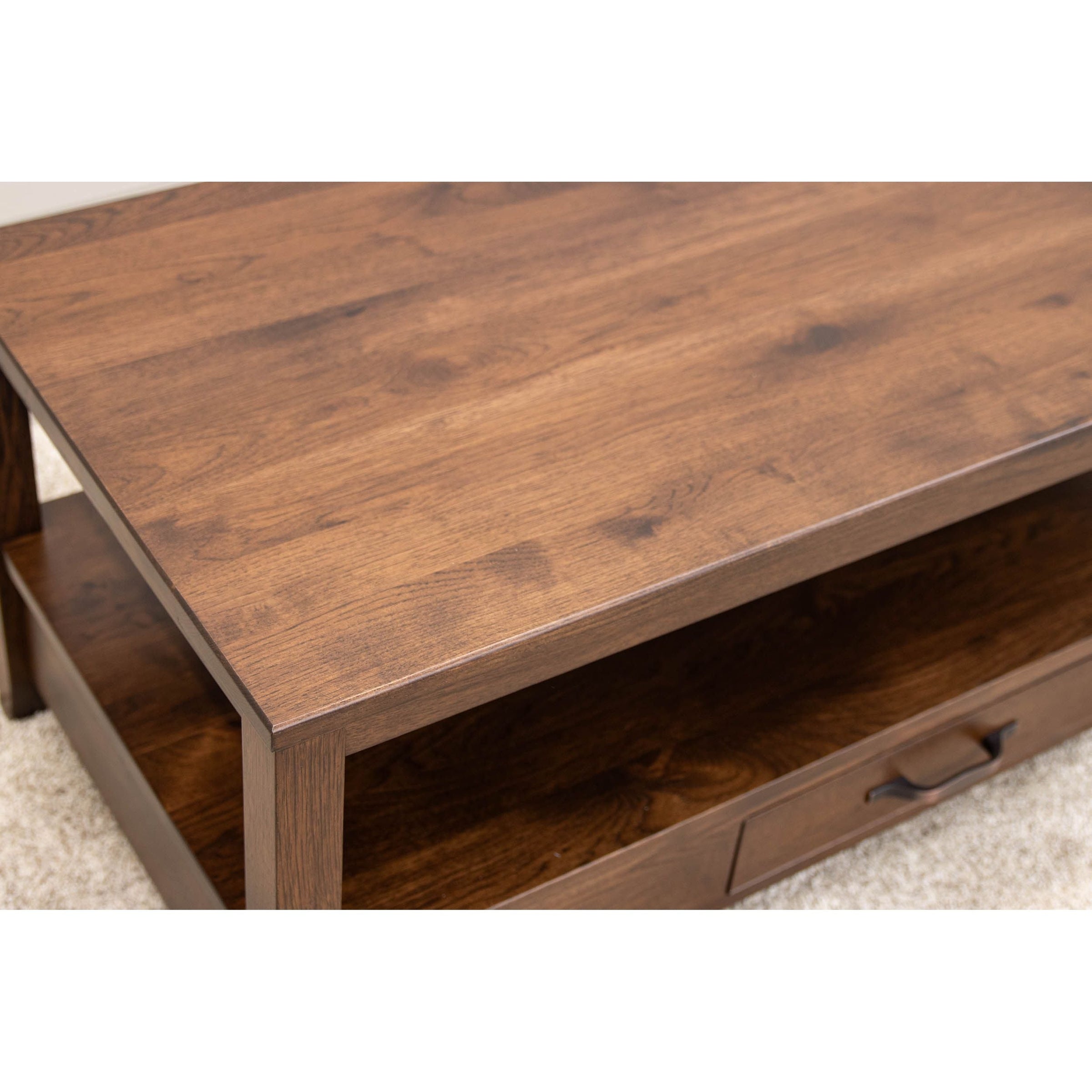 Mid Century Hickory Wood Rectangle Open Coffee Table | BV