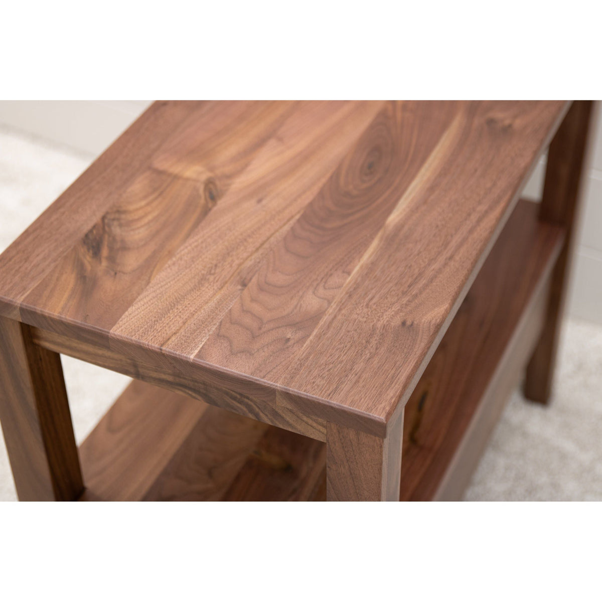 MId Century Walnut Wood Small Rectangle Open End Table | NAT