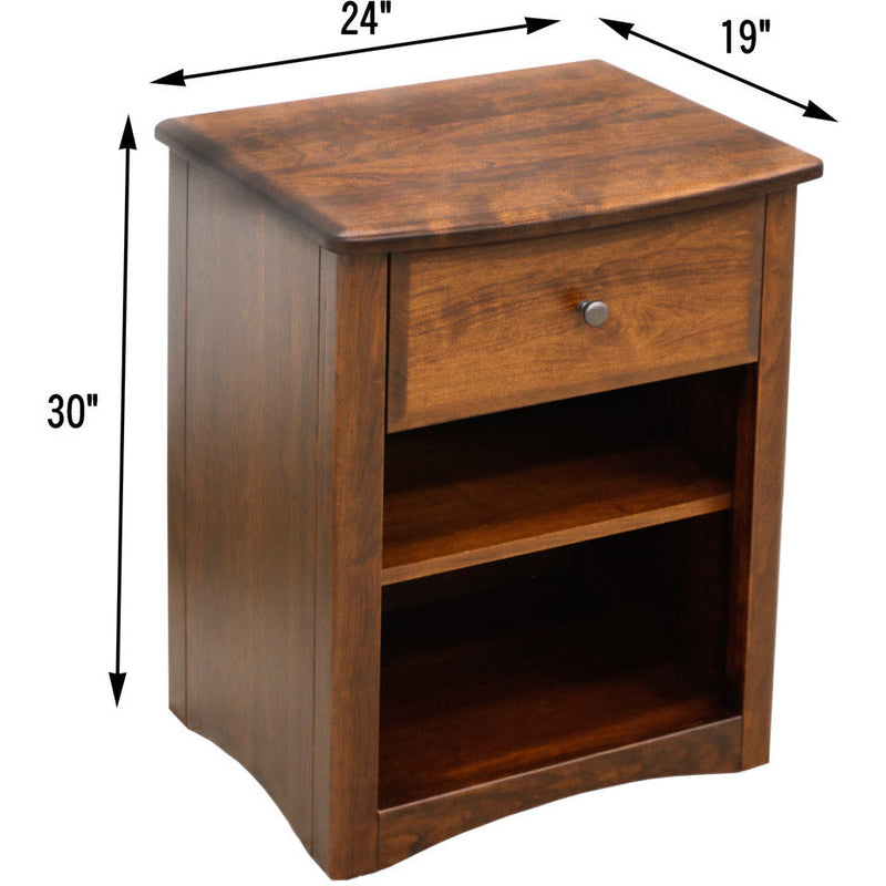 Cameron Amish 1-Drawer, Open Nightstand