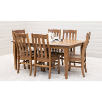 Classic Shaker Extendable Amish Dining Table with 6 Fostoria Solid Wooden Dining Chairs, shown in solid Hickory Wood