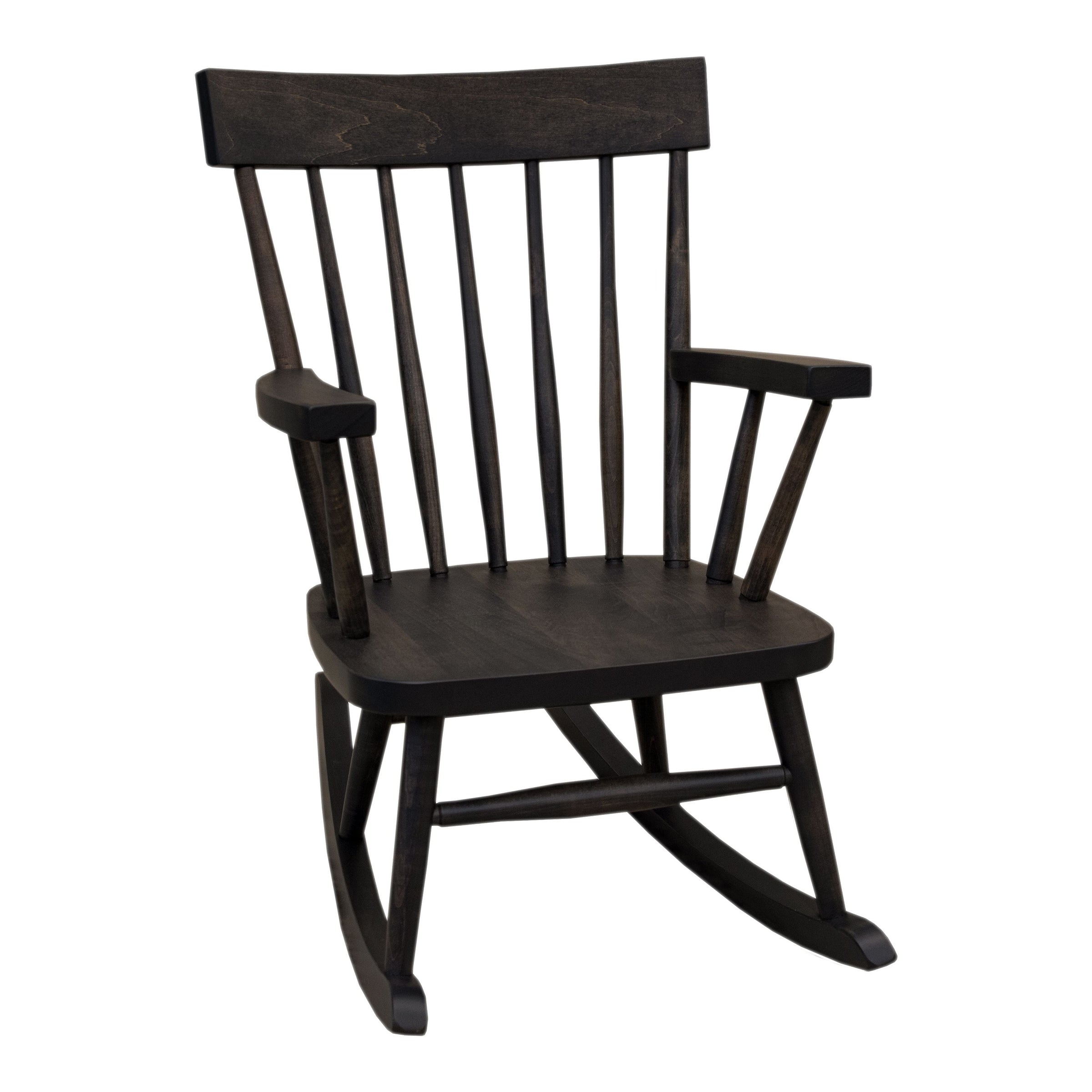 Child's Amish Black Maple Wood Comb Back Rocker | EB