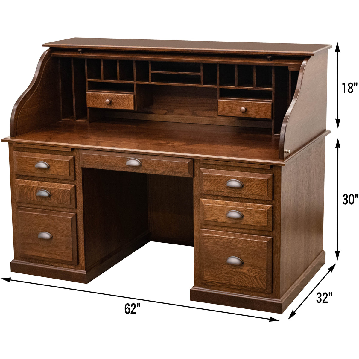 Consecutive Quarter Sawn White Oak Wood Rolltop Desk | ASB