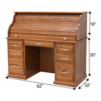 Consecutive Oak Wood Rolltop Desk | MC