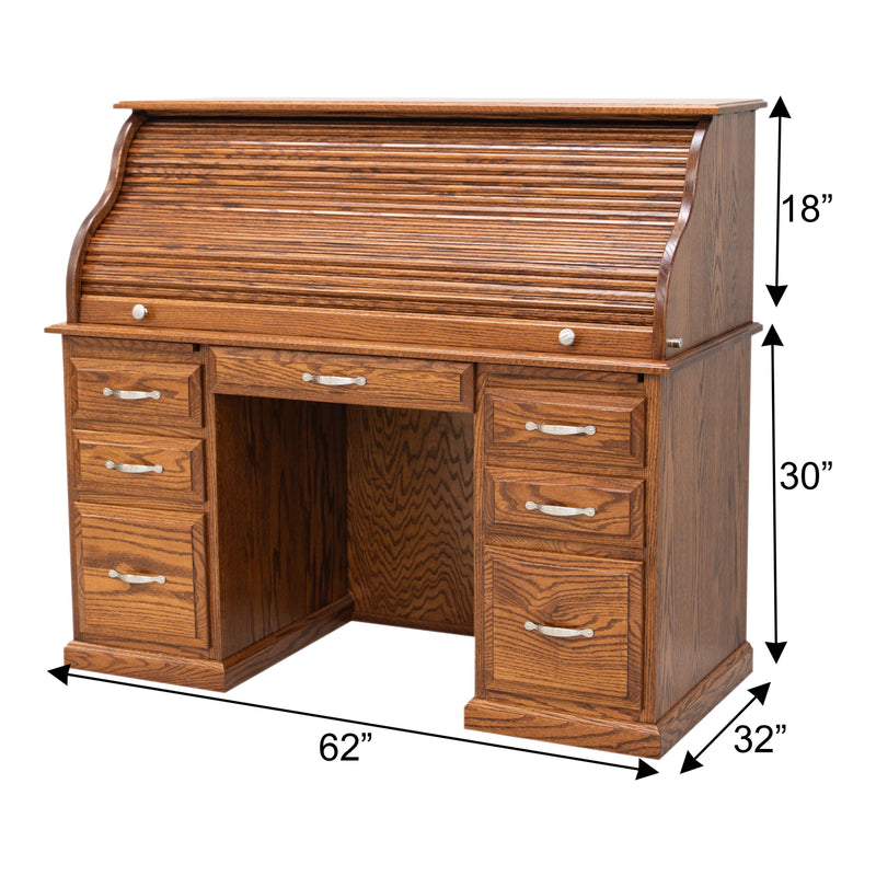 Consecutive Oak Wood Rolltop Desk | MC