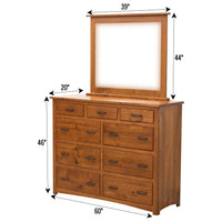 Cortland Amish Mission 9-Drawer Tall Dresser