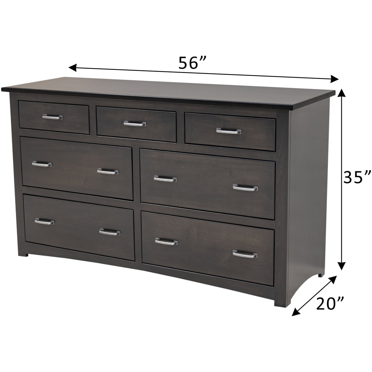 Millersburg Amish 7-Drawer Low Dresser