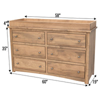 Millersburg Maple Wood 6-Drawer Nursery Dresser with Changing Topper | DS