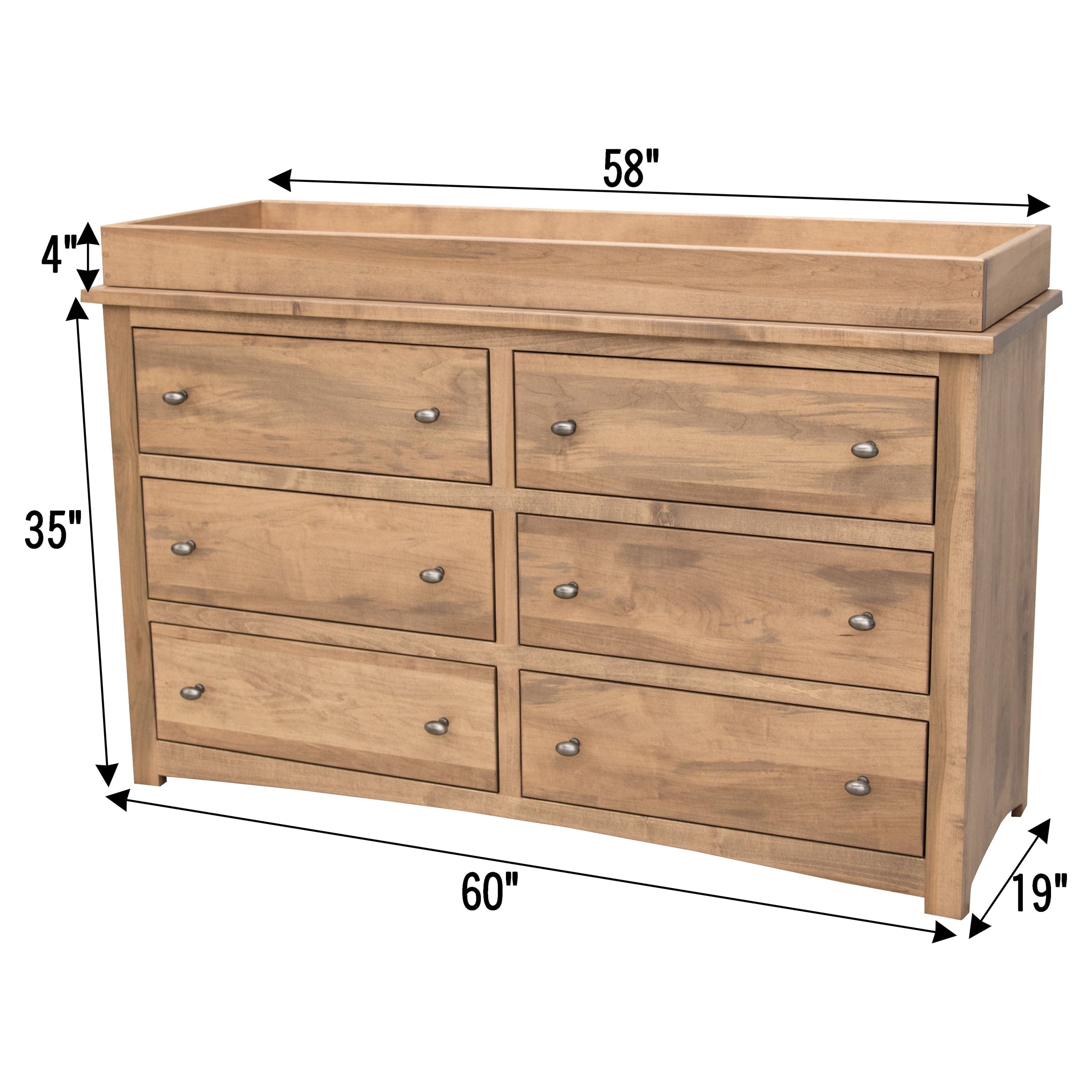 Millersburg Maple Wood 6-Drawer Nursery Dresser with Changing Topper | DS