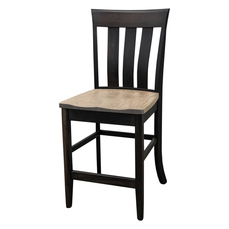 Crestline 24" Black & Wood Stationary Bar Stool | M-DK&RWO-GRB