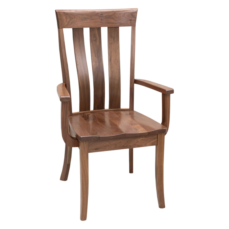 Crestline Walnut Wood Amish Arm Dining Chair | NAT