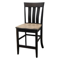 Crestline 24" Black & Wood Stationary Bar Stool | M-DK&RWO-GRB