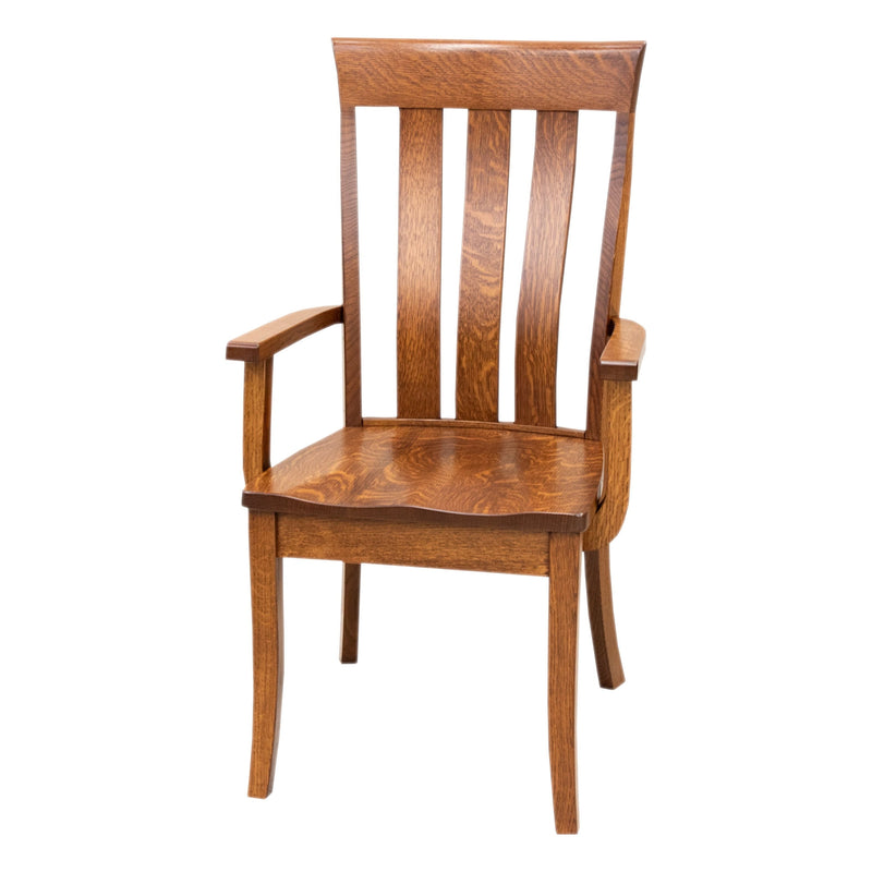 Crestline Quarter Sawn White Oak Wood Amish Arm Dining Chair | MC