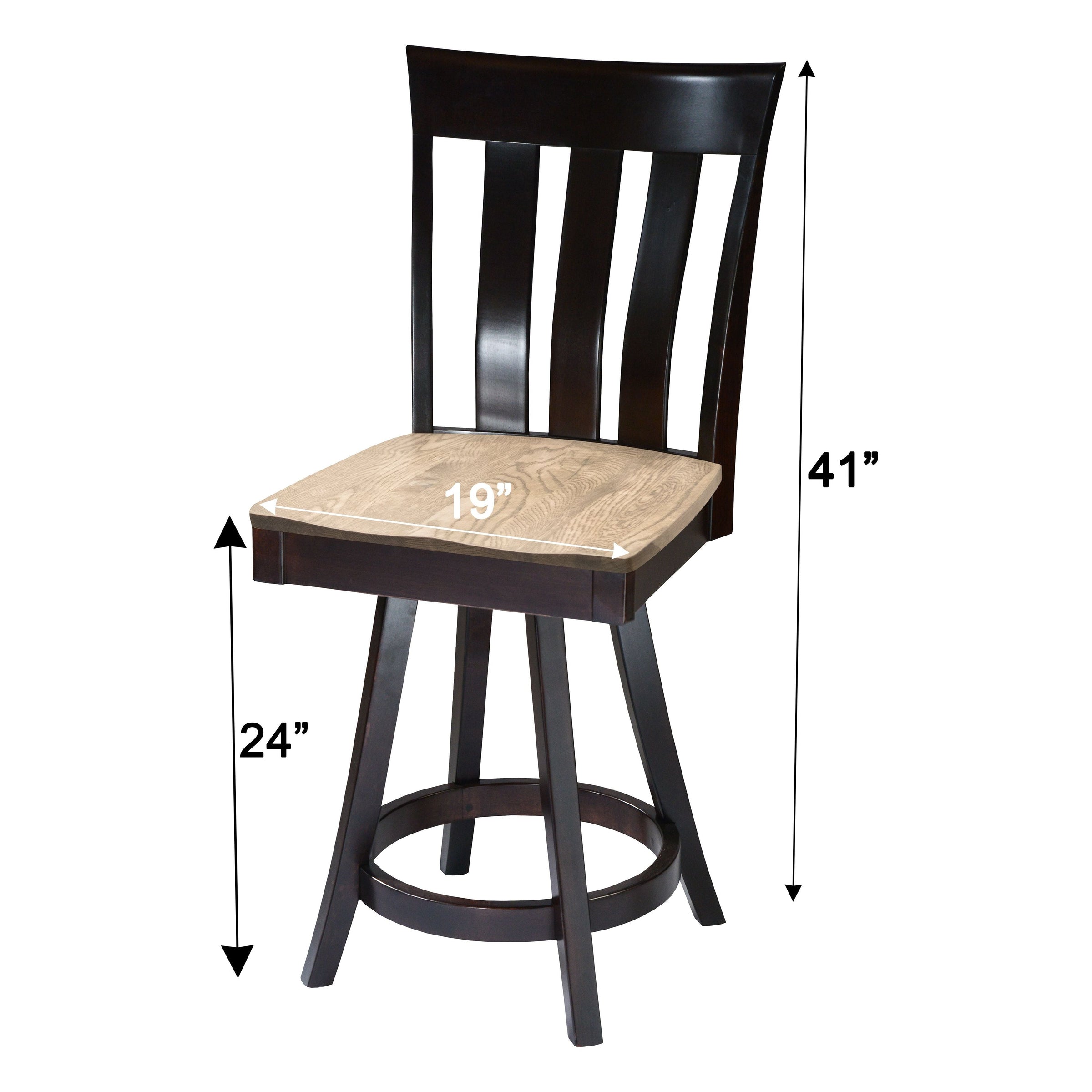 Crestline 24" Black & Wood Swivel Bar Stool | M-EB&RWO-GRB