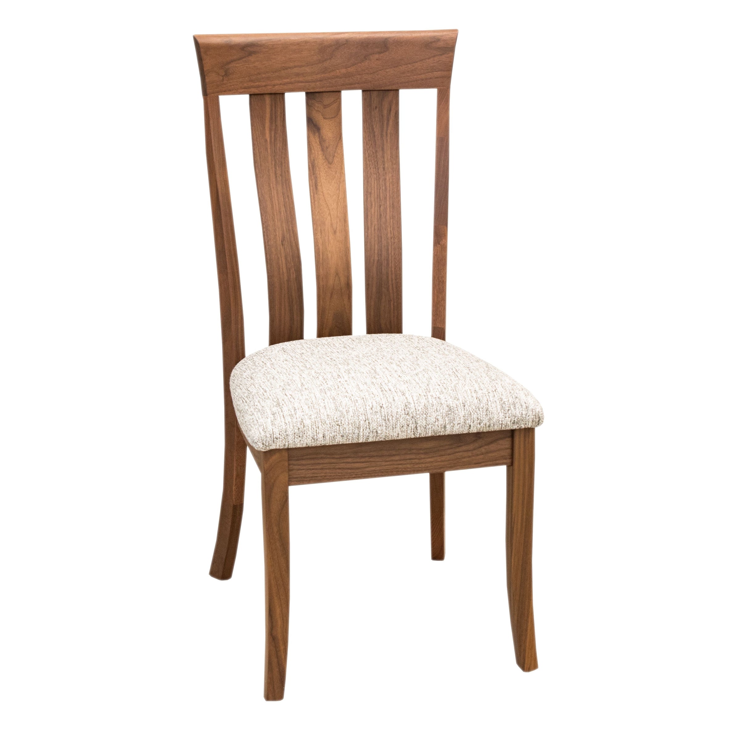 Crestline Walnut Wood Amish Side Dining Chair with Fabric Seat | NAT