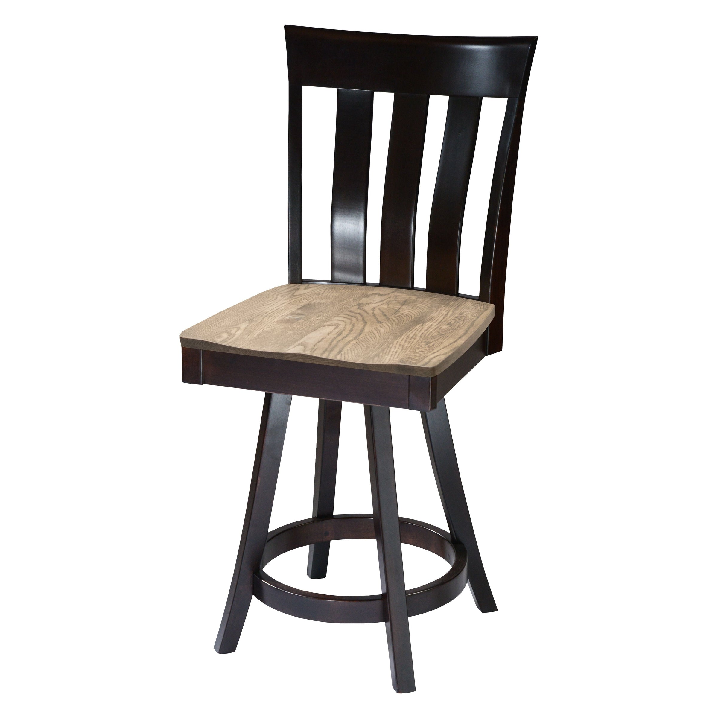 Crestline 24" Black & Wood Swivel Bar Stool | M-EB&RWO-GRB
